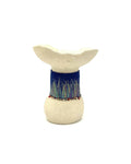Vase habillé ORGANIK : base beige et col bleu à franges multicolores