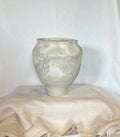 Grand vase Cyclades en céramique blanc cassé, forme boule et bord cannelé