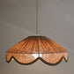 Suspension "Cosette" en Tissu Uni Lin Classic Linen - Abat-jour Festonné Style Vintage Made in France
