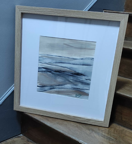 Tableau - Marée basse - peinture acrylique originale sur papier aquarelle de qualité, encadrée.