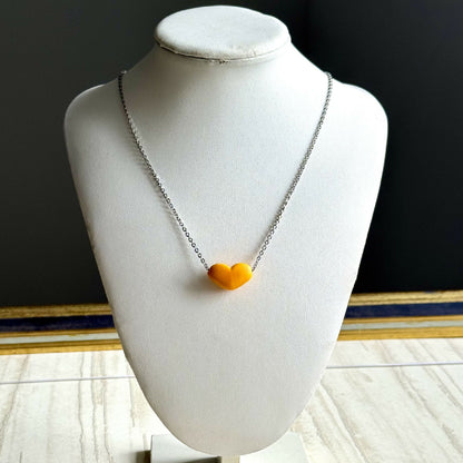 Collier - Coeur Orangé - Perle en verre de Murano