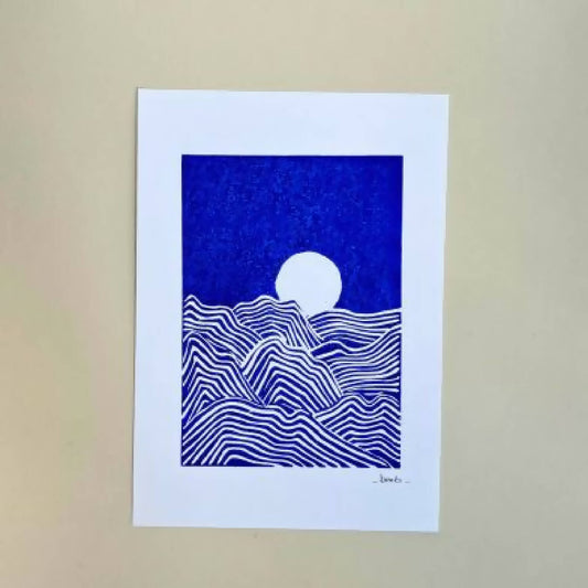 Linogravure 15cm x 21 cm (A5) - Waves