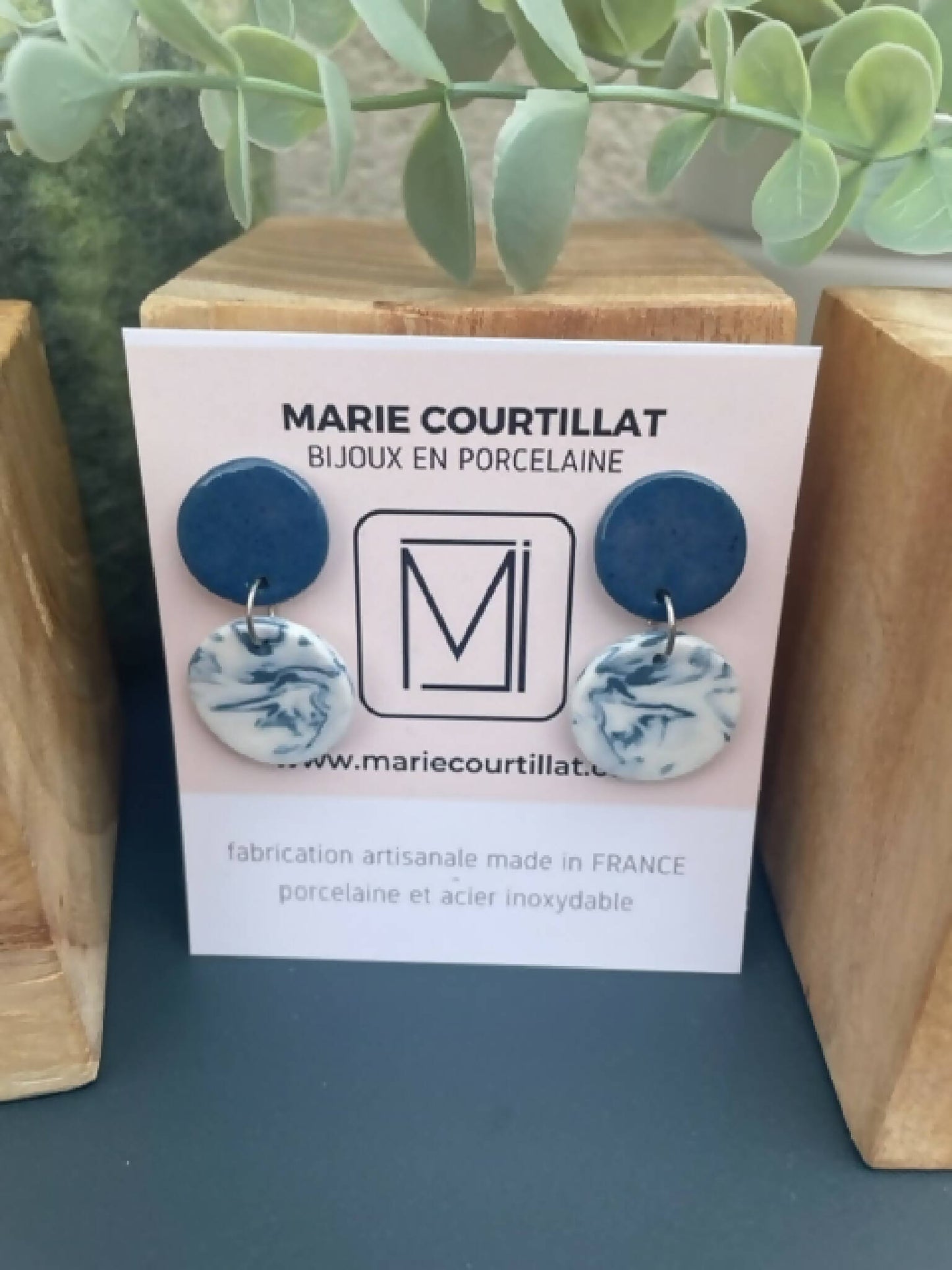 Boucles d'oreille en porcelaine collection Contrast M pour femme