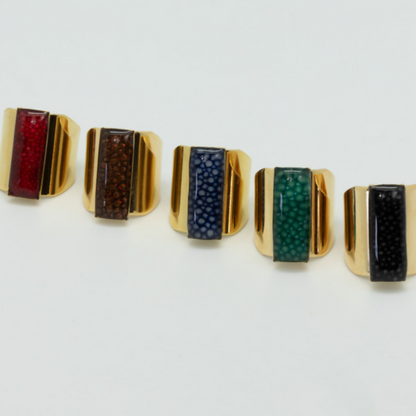 Bague Gold Queen - Cuir de galuchat