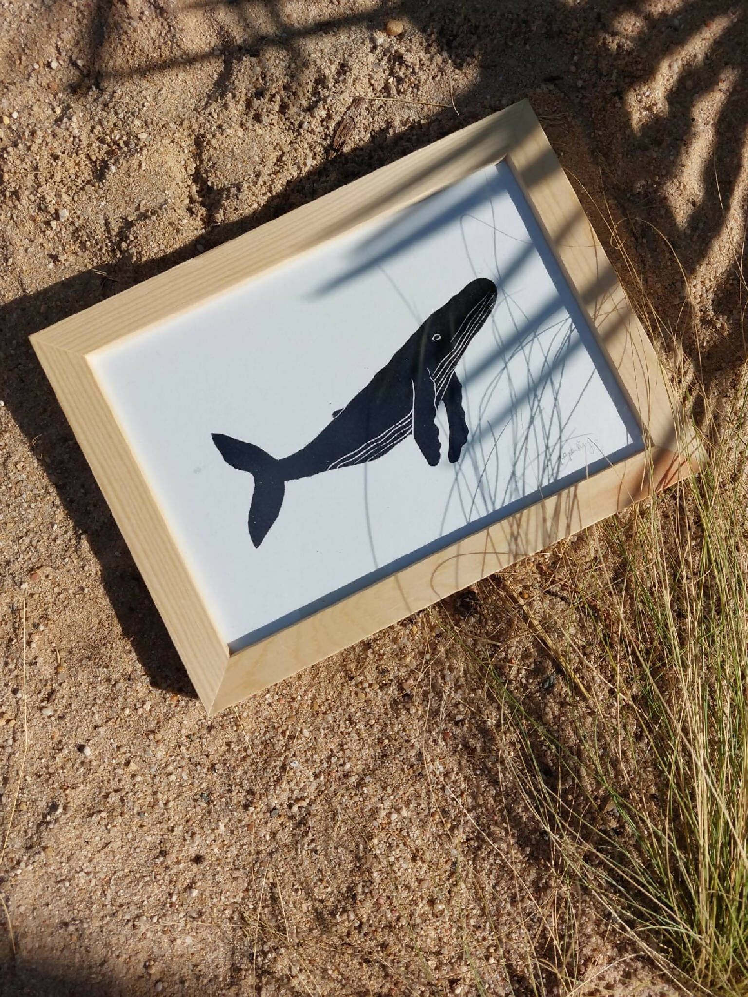 Linogravure fait-main - La Baleine – Mirette