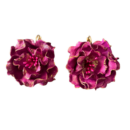 Boucles d'oreilles dormeuses Gold Teacup Roses en cuir
