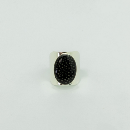 Bague Silver Cocotte - Cuir de galuchat